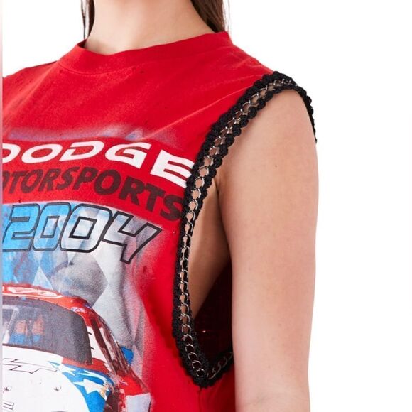 FURST OF A KIND VINTAGE CHAIN TRIM SLEEVELESS TEE | O/S | - Picture 5 of 6